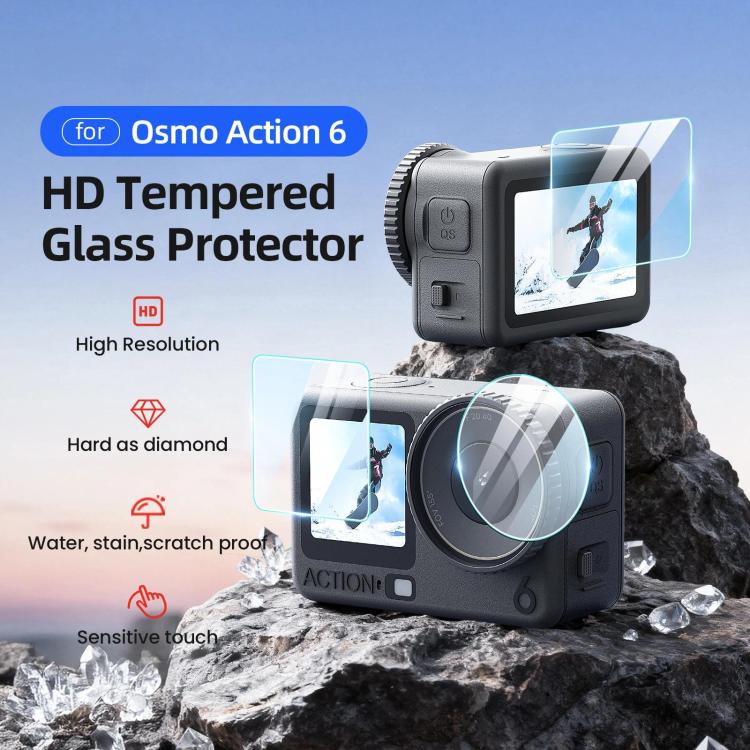 Protector de pantalla de vidrio templado aMagisn de dureza 9H para DJI Osmo Action 6 (1 unidad) — imagen 2