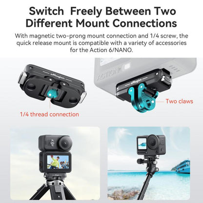 Adaptador magnético bidireccional de liberación rápida aMagisn 2.0 para DJI Osmo Action 6 (negro) — imagen 7