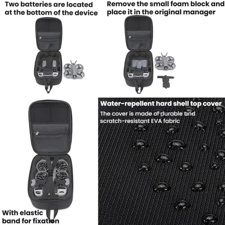 Bolsa organizadora portátil de pecho, resistente al agua, de carcasa rígida, suave al tacto para DJI Neo (negra) — imagen 4