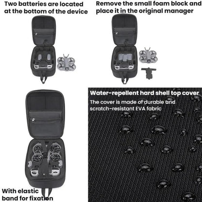 Bolsa organizadora portátil de pecho, resistente al agua, de carcasa rígida, suave al tacto para DJI Neo (negra) — imagen 4