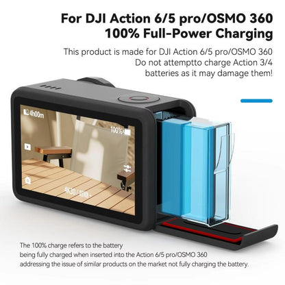 Estuche de carga rápida TELESIN para DJI Osmo 360 / Osmo Action 6 / Osmo Action 5 (negro) para DJI DJI Osmo 360, DJI Osmo Ac…