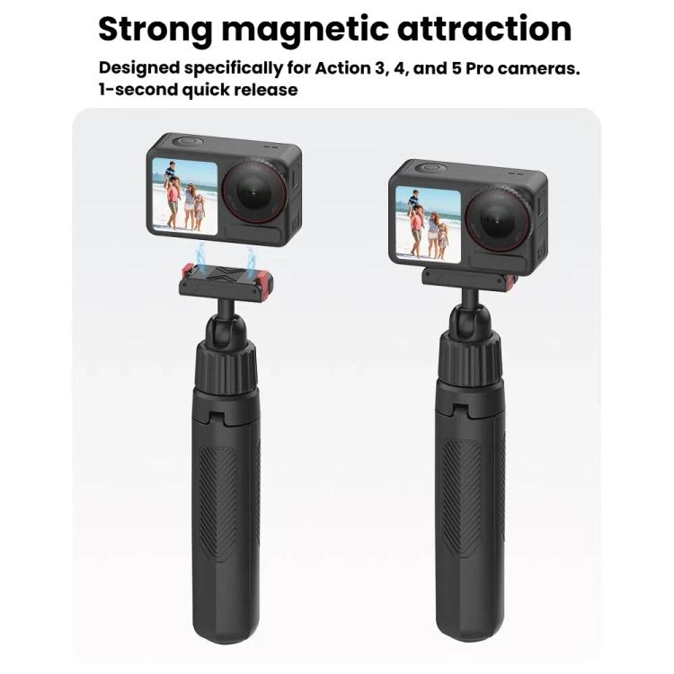 Trípode de mano magnético de liberación rápida para selfies con rotación de 360 grados, 4 y 3 para DJI Osmo Action 5 (negro)…