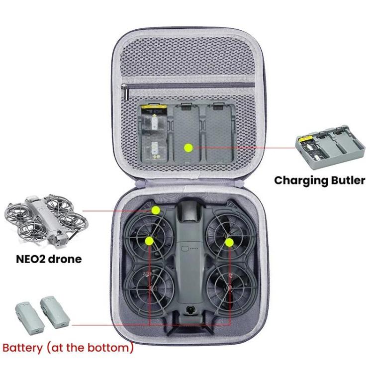 Estuche rígido organizador, bolsa de almacenamiento portátil para exteriores para DJI Neo (gris) — imagen 3