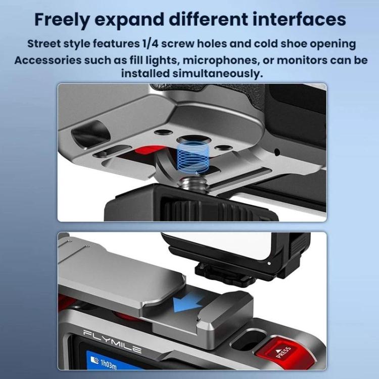 Kit de marco protector de jaula extendida Flymile para DJI Osmo Action 6 (plateado) — imagen 6