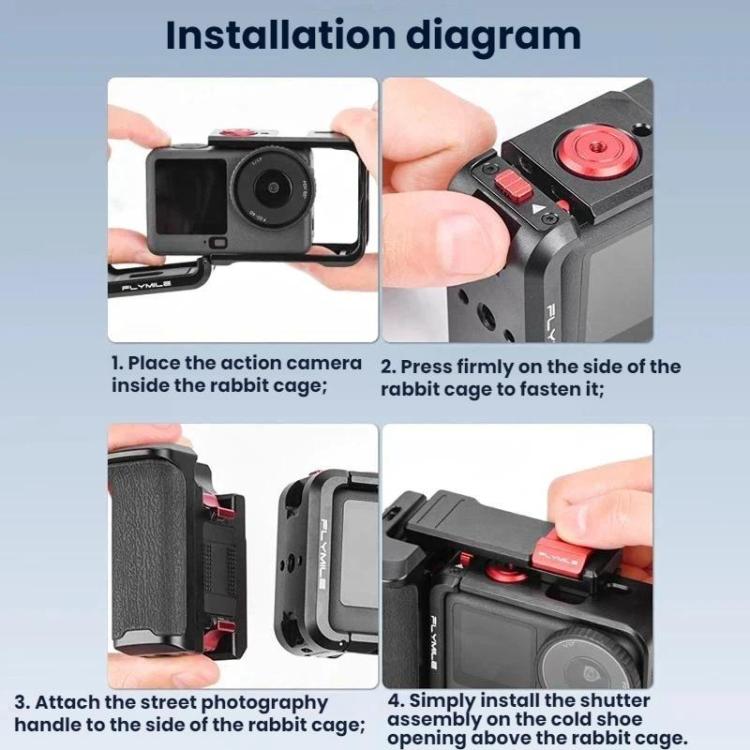 Kit de marco protector de jaula extendida Flymile para DJI Osmo Action 6 (negro) — imagen 11
