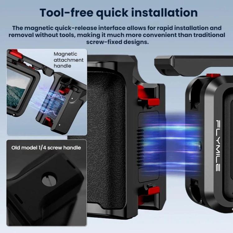 Kit de marco protector de jaula extendida Flymile para DJI Osmo Action 6 (negro) — imagen 4