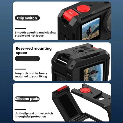 Estuche de expansión con marco protector metálico para cámara Flymile para DJI Osmo Action 6 (negro y rojo) — imagen 4