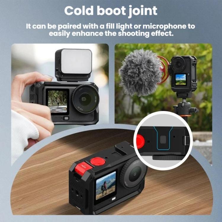 Estuche de expansión con marco protector metálico para cámara Flymile para DJI Osmo Action 6 (negro y rojo) — imagen 6