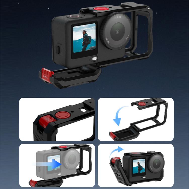 Estuche de expansión con marco protector metálico para cámara Flymile para DJI Osmo Action 6 (negro y rojo) — imagen 9