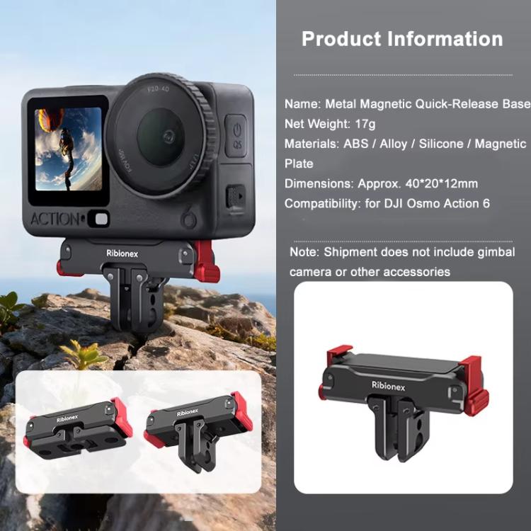 Adaptador de liberación rápida magnético de doble cara Ribionex para DJI Osmo Action 6 (negro) — imagen 6