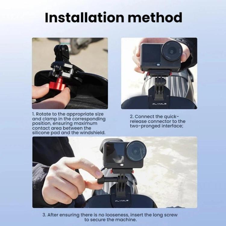 Clip de montaje para parabrisas de motocicleta con cámara Flymile para DJI Osmo 360 / Osmo Action 5 (FLY058) para DJI DJI Os…
