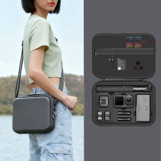 Estuche de transporte, con amortiguación de golpes, EVA+PU, correa para el hombro, color gris para DJI Osmo Action 6