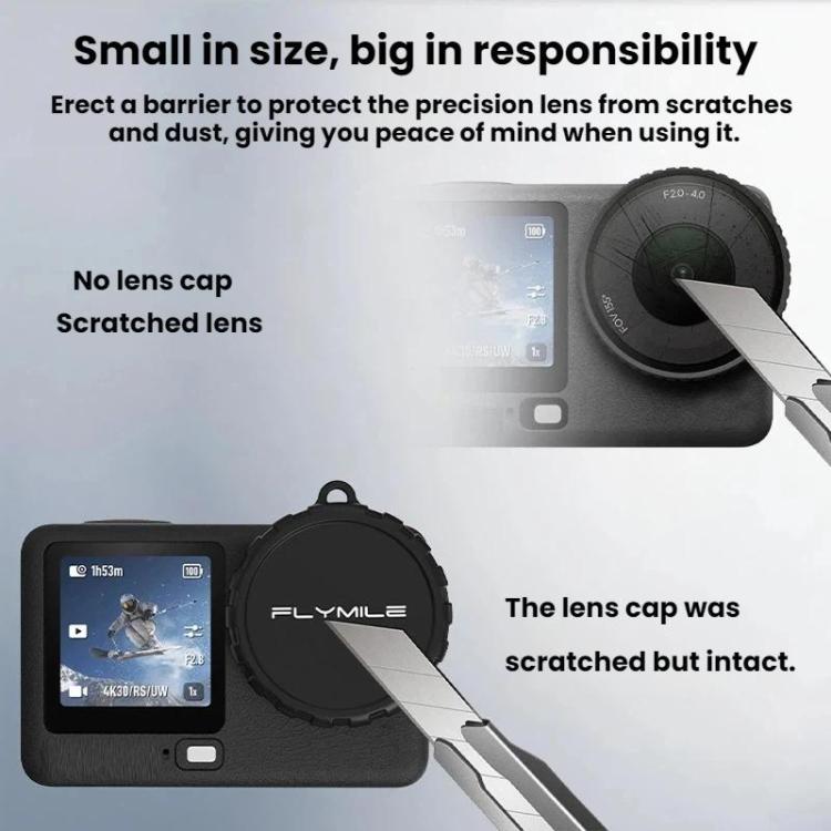 Tapa de lente de silicona protectora a prueba de polvo Flymile para DJI Osmo Action 6 (negra) — imagen 5
