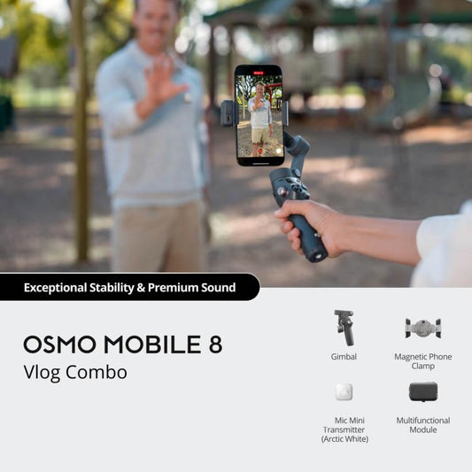 Micrófono Combo de vlog Original de Osmo Mobile 8 con minitransmisor de (blanco) para DJI Osmo Mobile — imagen 2