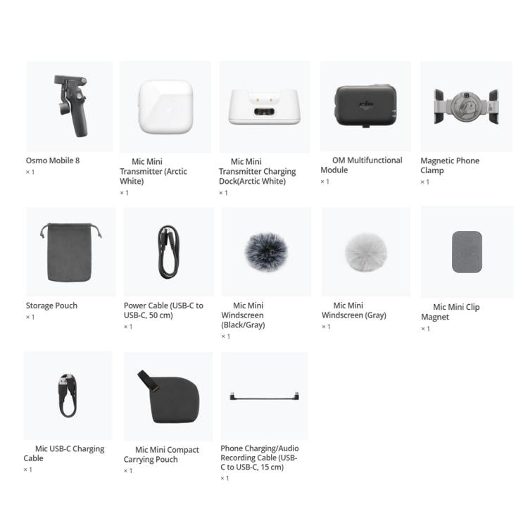 Micrófono Combo de vlog Original de Osmo Mobile 8 con minitransmisor de (blanco) para DJI Osmo Mobile — imagen 3