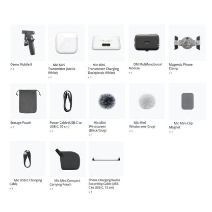 Micrófono Combo de vlog Original de Osmo Mobile 8 con minitransmisor de (blanco) para DJI Osmo Mobile — imagen 3