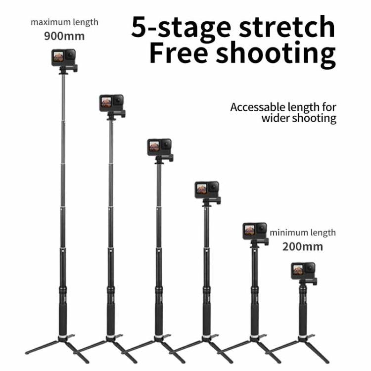 Trípode selfie extensible TELESIN 2 en 1 de 0,9m — para cámaras de acción y smartphones — imagen 7