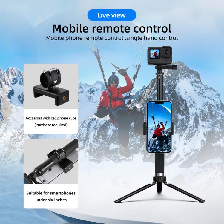Trípode monopié TELESIN de 0,9 m para selfies, compatible con cámaras de acción y teléfonos inteligentes, de aleación de alu…