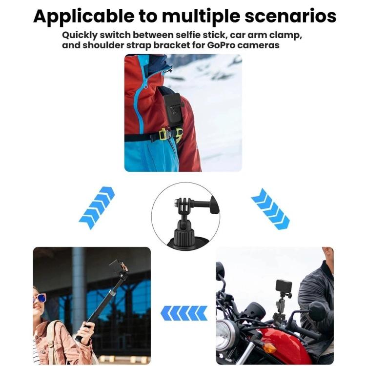 Soporte Universal para correa de hombro para cámaras de acción con rótula giratoria de 360 grados para grabación en primera……