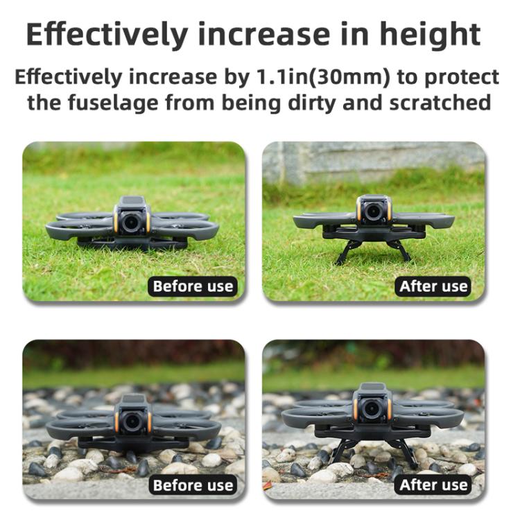 Tren de aterrizaje plegable con aumento de altura para dron de carreras BRDRC para DJI Avata 2 (negro) — imagen 6