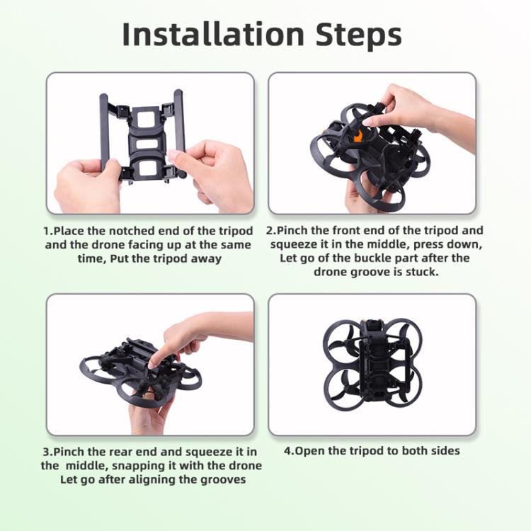 Tren de aterrizaje plegable con aumento de altura para dron de carreras BRDRC para DJI Avata 2 (negro) — imagen 9
