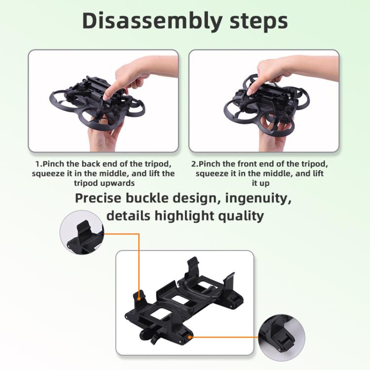 Tren de aterrizaje plegable con aumento de altura para dron de carreras BRDRC para DJI Avata 2 (negro) — imagen 10