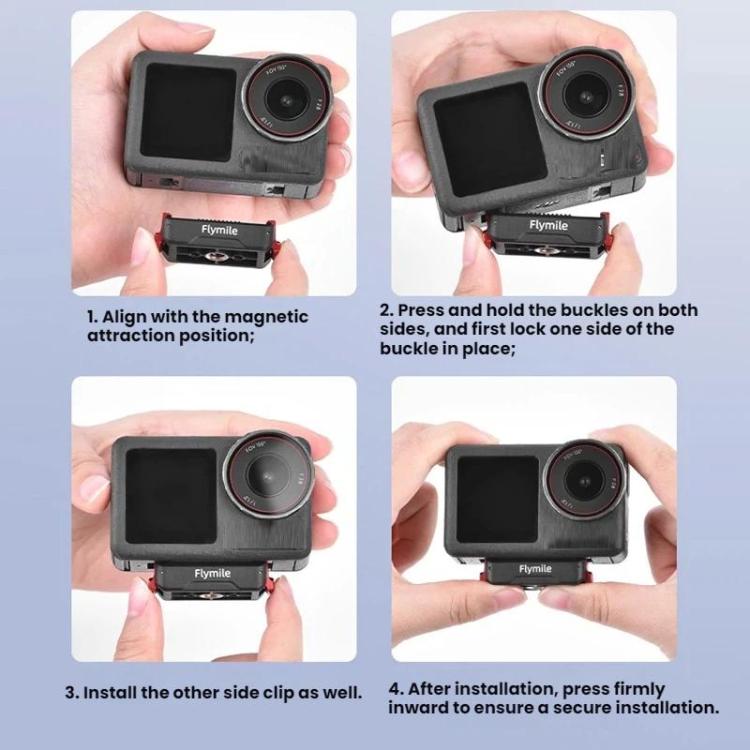 Base adaptadora de expansión magnética de liberación rápida Flymile para DJI Osmo Action 3 (negra) — imagen 9