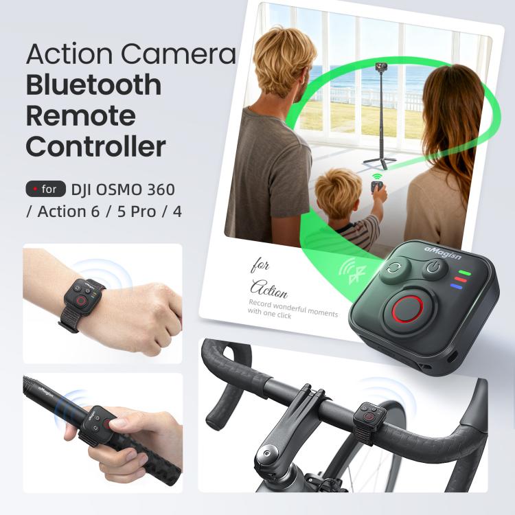 Obturador remoto Bluetooth aMagisn para DJI Osmo 360 / Osmo Action 6 (negro) para DJI DJI Osmo 360, DJI Osmo Action 6 — imag…