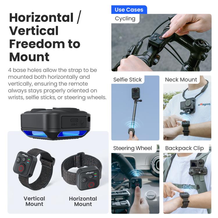 Obturador remoto Bluetooth aMagisn para DJI Osmo 360 / Osmo Action 6 (negro) para DJI DJI Osmo 360, DJI Osmo Action 6 — imag…