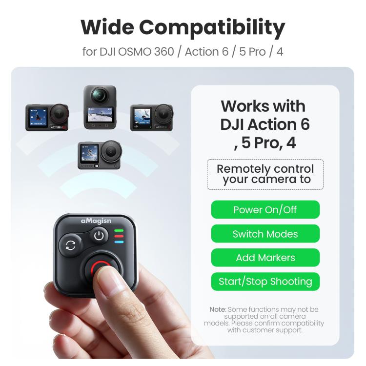 Obturador remoto Bluetooth aMagisn para DJI Osmo 360 / Osmo Action 6 (negro) para DJI DJI Osmo 360, DJI Osmo Action 6 — imag…
