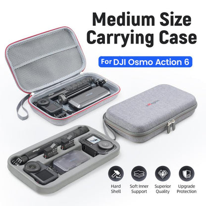 Estuche de transporte aMagisn de carcasa rígida mediana con inserto de espuma extraíble (gris) para DJI Osmo Action 6 — imag…
