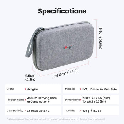 Estuche de transporte aMagisn de carcasa rígida mediana con inserto de espuma extraíble (gris) para DJI Osmo Action 6 — imag…