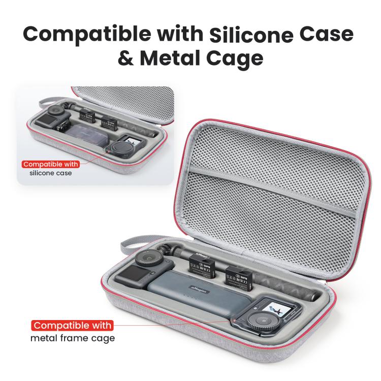 Estuche de transporte aMagisn de carcasa rígida mediana con inserto de espuma extraíble (gris) para DJI Osmo Action 6 — imag…