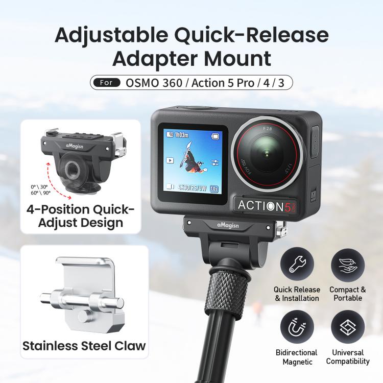 Adaptador de liberación rápida ajustable AMigisn para DJI Osmo 360 (negro) — imagen 3