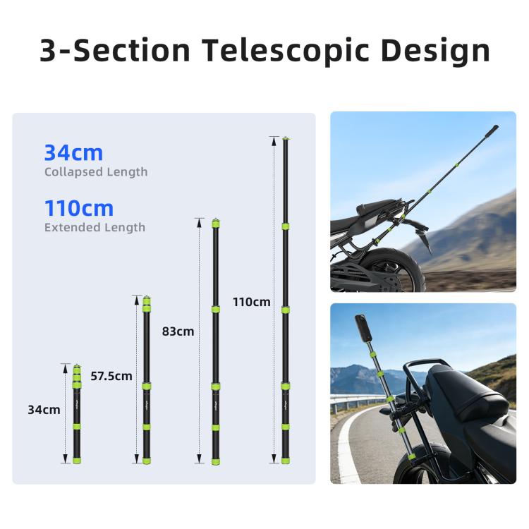 Palo selfie telescópico de aluminio aMagisn de 1,1 m para ciclismo, fotografía, cámara, monopié, solo palo — imagen 7