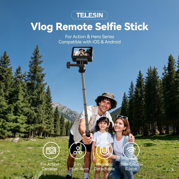 Trípode selfie Bluetooth TELESIN con control remoto — para cámaras de acción y smartphones — imagen 2