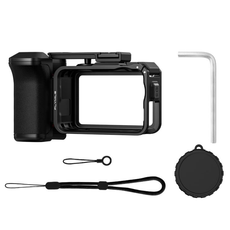 Jaula de liberación Flymile - rápida, marco protector, kit de asa para fotografía callejera para DJI Osmo Action 6 (negro)