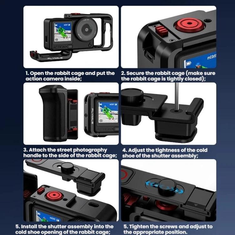 Base magnética de liberación rápida Flymile, accesorio para cámara deportiva de mano para DJI Osmo Action 6 (negro) — imagen…