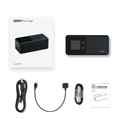 Cargador de 3 canales LKTOP UC342 de 200 W, cargador para fotografía aérea con enchufe estadounidense para DJI Air 3 — image…