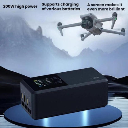 Cargador de 3 canales LKTOP UC342 de 200 W, cargador para fotografía aérea con enchufe estadounidense para DJI Air 3 — image…