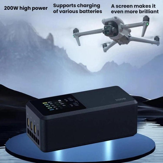 Cargador de 3 canales LKTOP UC342 de 200 W, cargador para fotografía aérea con enchufe estadounidense para DJI Air 3 — image…