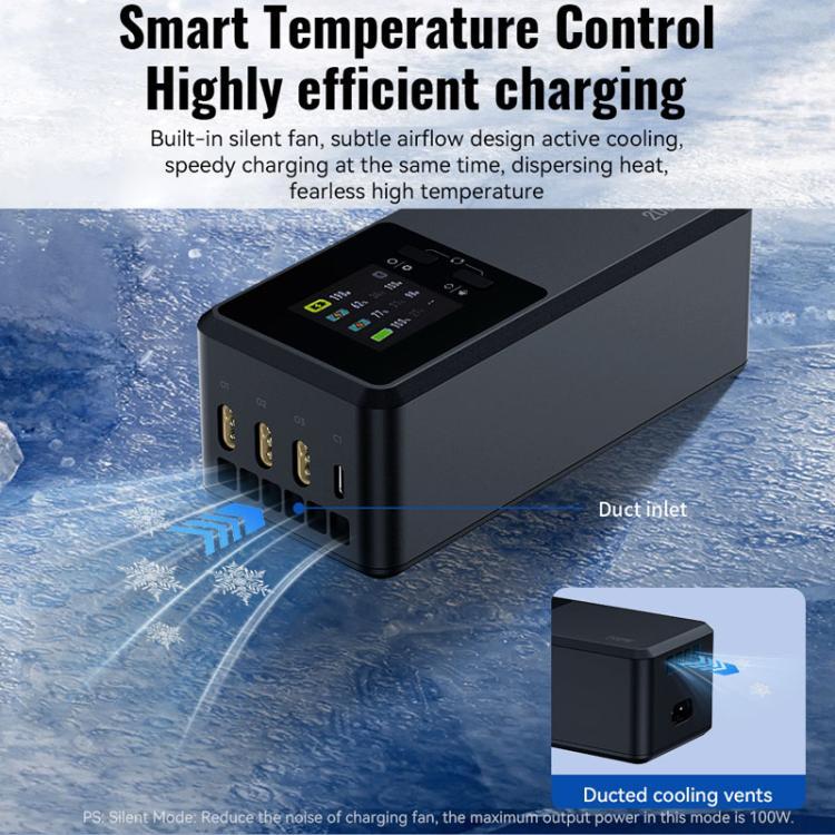 Cargador de 3 canales LKTOP UC342 de 200 W, cargador para fotografía aérea con enchufe europeo para DJI Air 3 — imagen 9