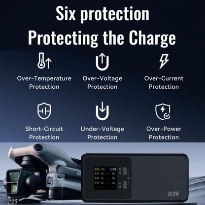 Cargador de 3 canales LKTOP UC342 de 200 W, cargador para fotografía aérea con enchufe europeo para DJI Air 3 — imagen 10