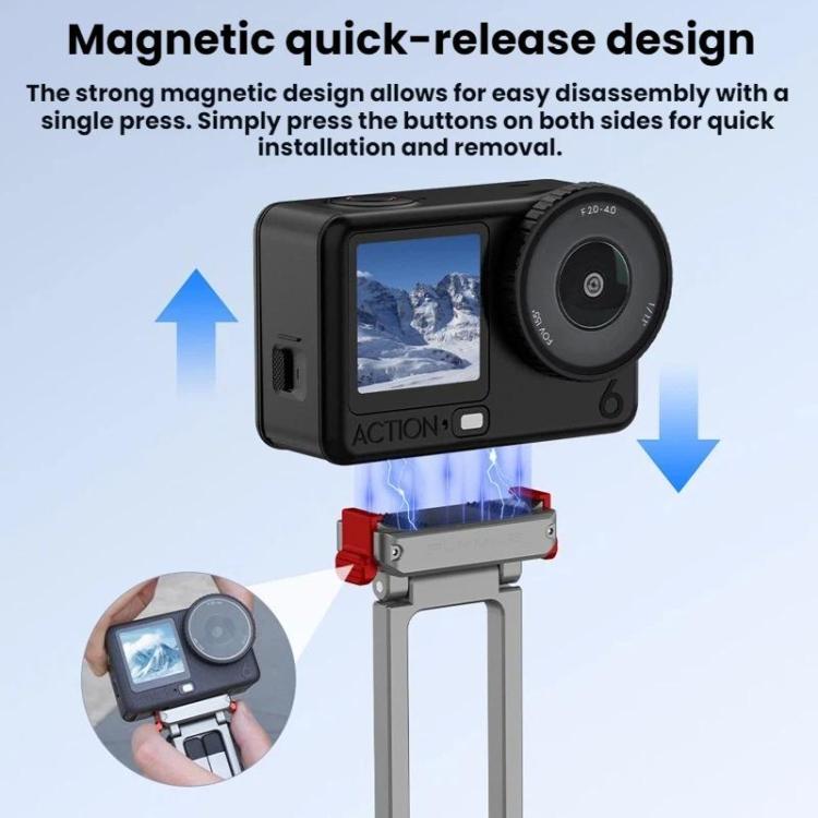 Soporte magnético de liberación rápida para trípode y mosquetón Flymile para DJI Osmo Action 6 (gris) — imagen 3