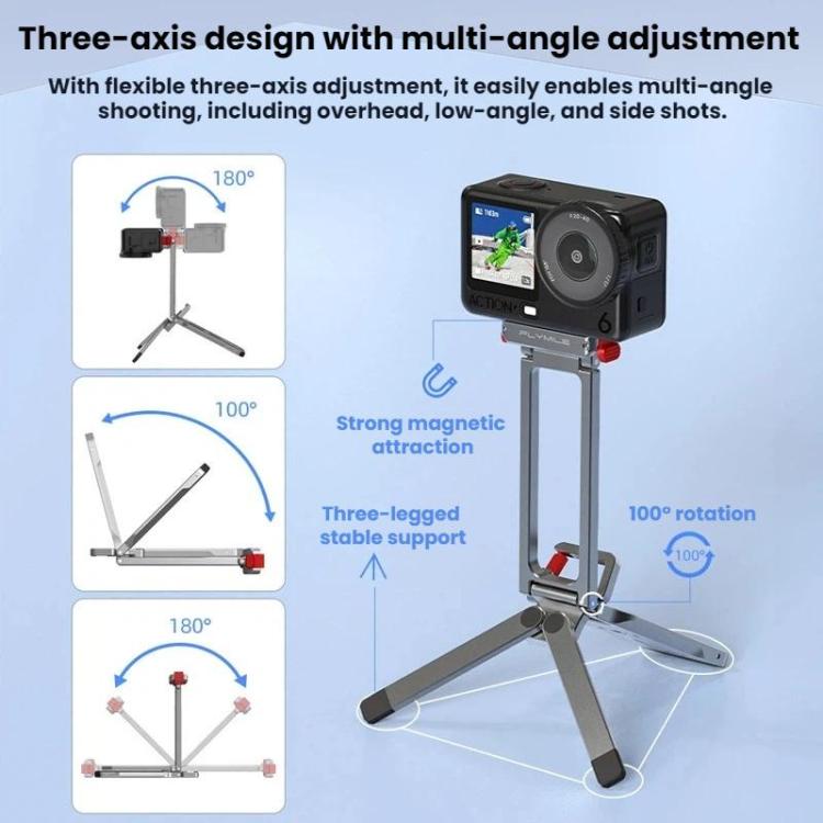 Soporte magnético de liberación rápida para trípode y mosquetón Flymile para DJI Osmo Action 6 (gris) — imagen 5