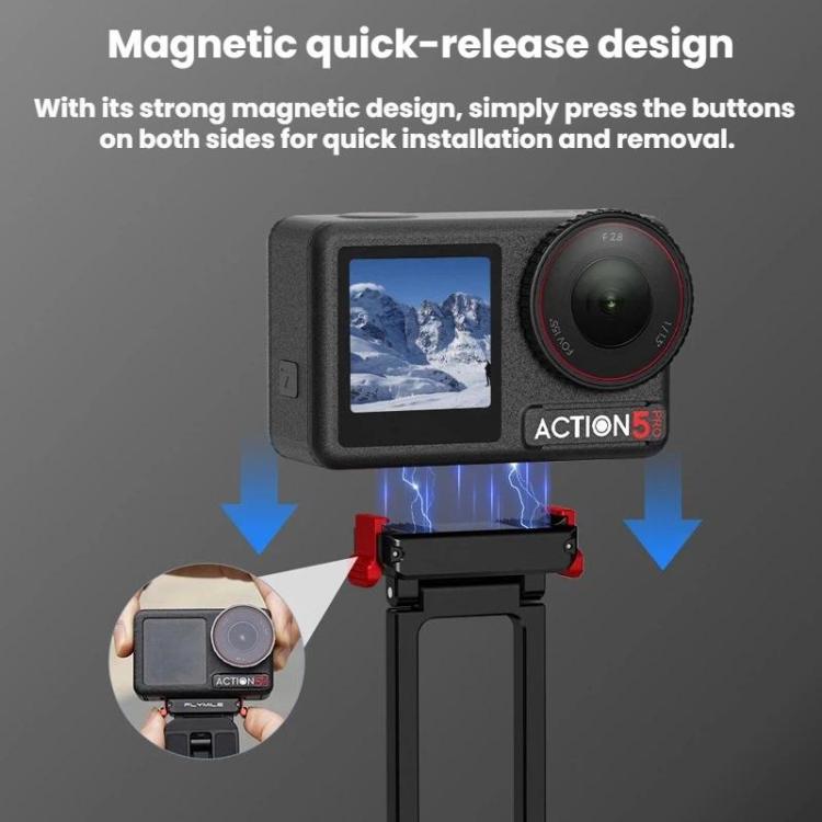 Soporte magnético de liberación rápida para trípode /4/5 Pro con mosquetón para DJI Osmo Action 3 (negro) — imagen 3