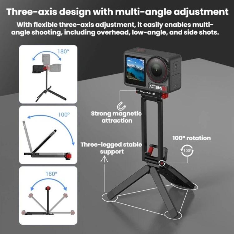Soporte magnético de liberación rápida para trípode /4/5 Pro con mosquetón para DJI Osmo Action 3 (negro) — imagen 6