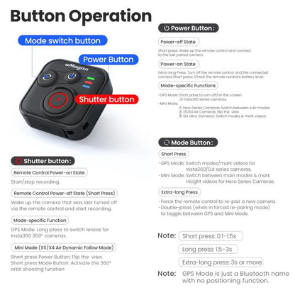 Control remoto Bluetooth 3.0 de aMagisn, versión Universal para Insta360, GoPro Hero, teléfonos inteligentes Android/iOS,, A…