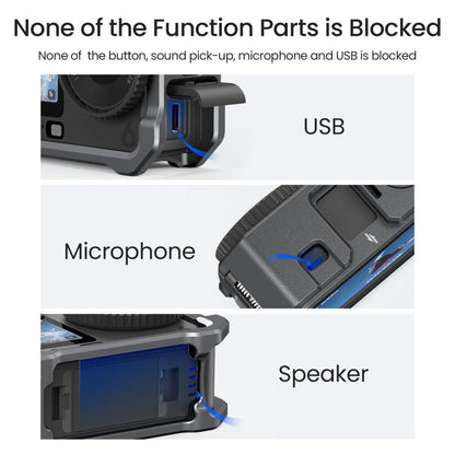 Marco protector de liberación rápida con jaula metálica aMagisn y tapa de lente de silicona para DJI Osmo Action 6 (negro) —…