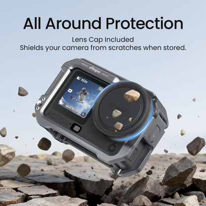 Marco protector de liberación rápida con jaula metálica aMagisn y tapa de lente de silicona para DJI Osmo Action 6 (negro) —…